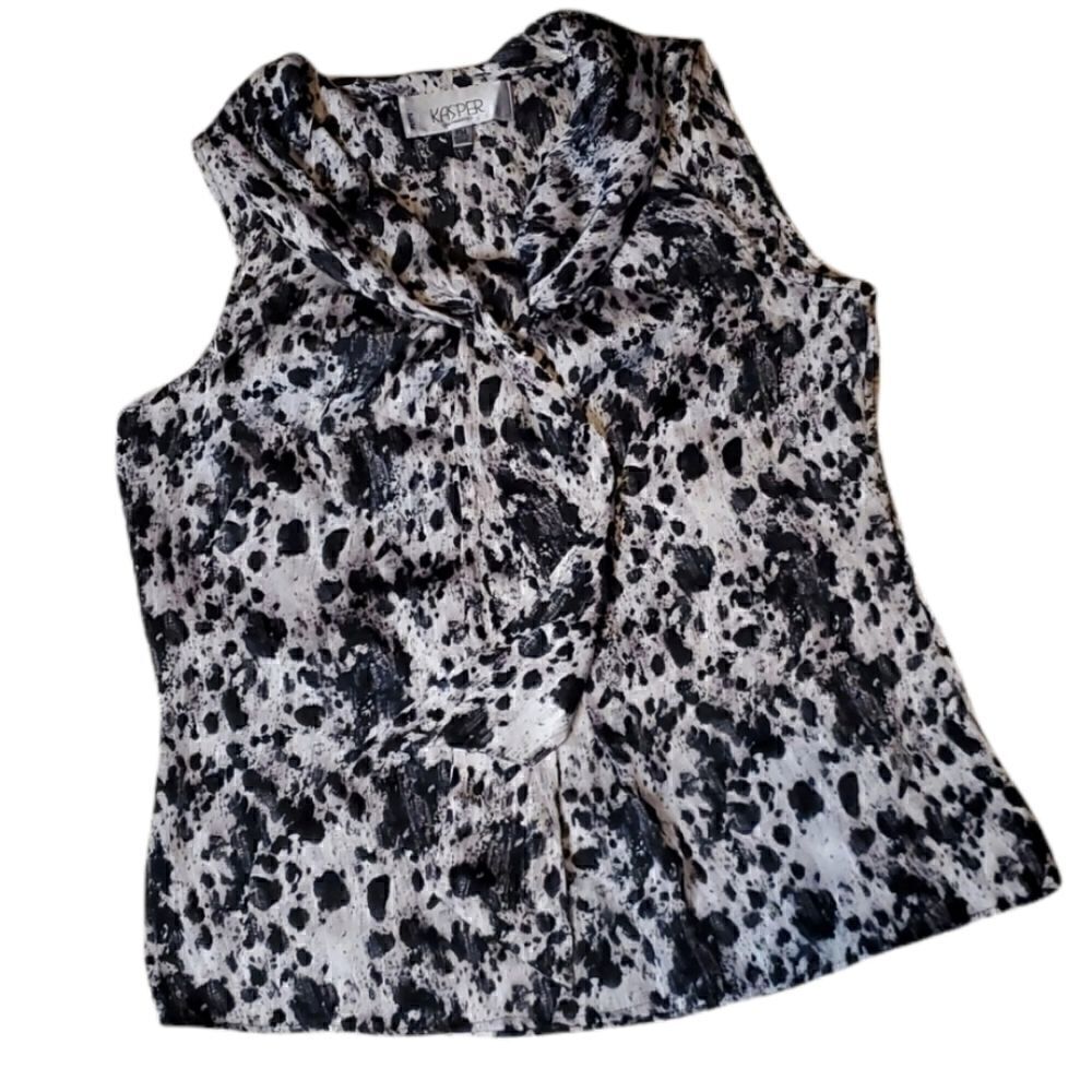 KASPER SEPARATES Sleeveless Blouse with Attached Neck Tie
